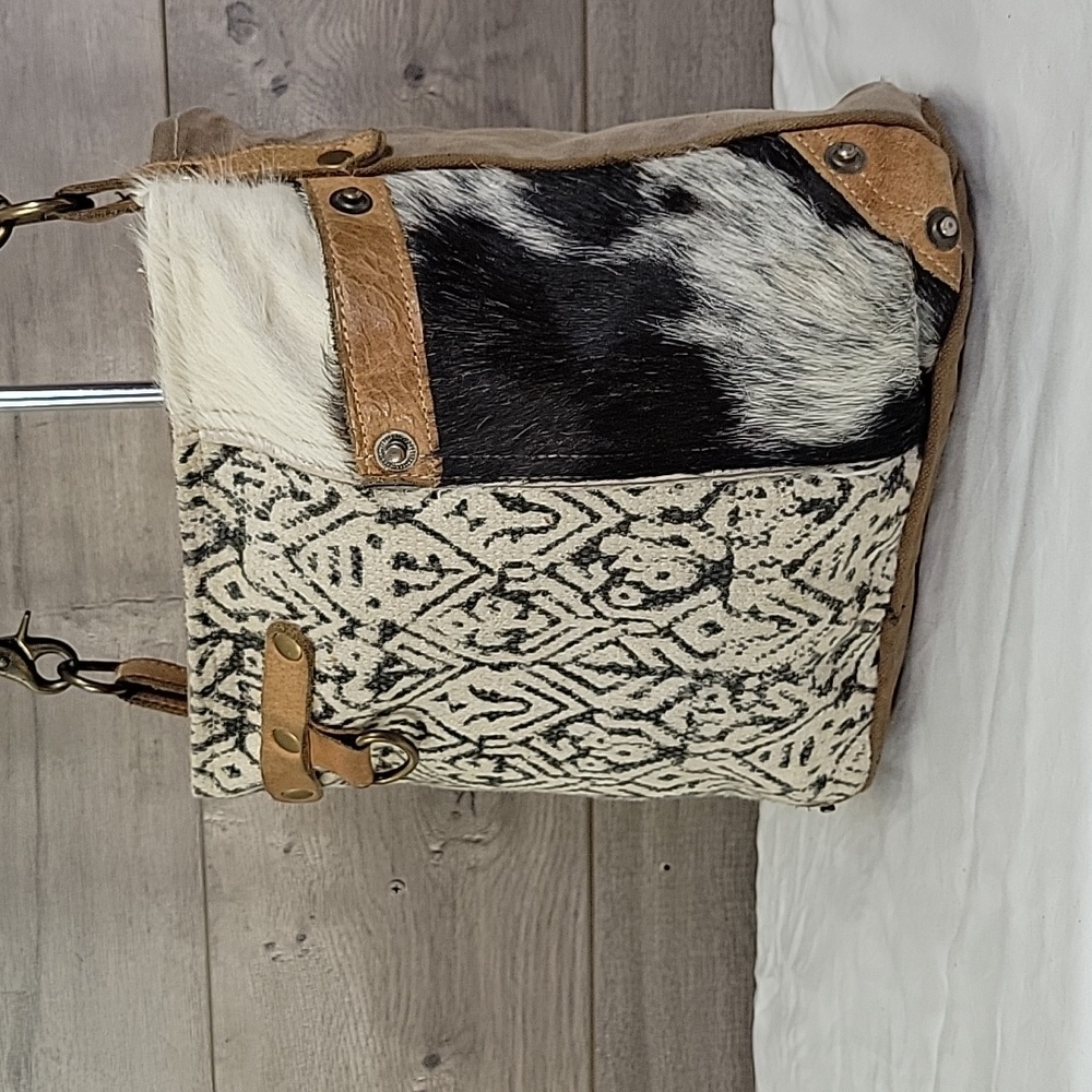 Myra Bag Black and White Patterned Shoulder Bag